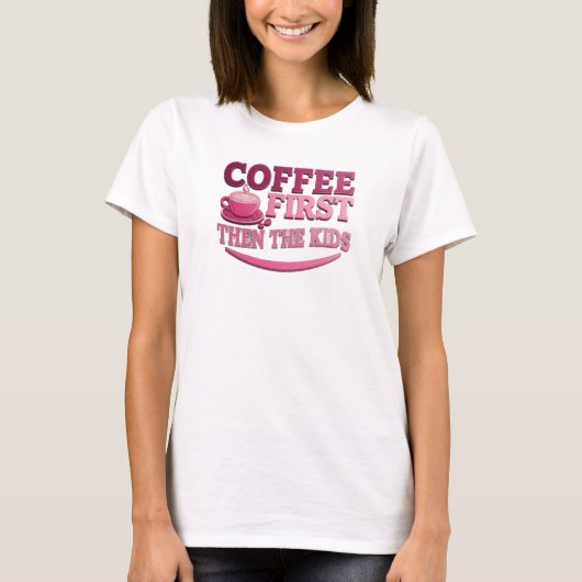 現代アート コーヒーさえ飲めれば子供なんてどうでもいい Tシャツ (正面)