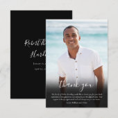 現代シンプル写真葬儀エレガントスクリプト サンキューカード (正面/裏面)