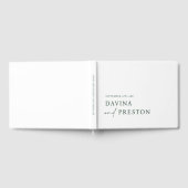 現代スクリプト現代ミニマリスト白グリーン ゲストブック (全面)