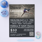 現代ダンサー、ダンスレッスン広告 チラシ (シングル)
