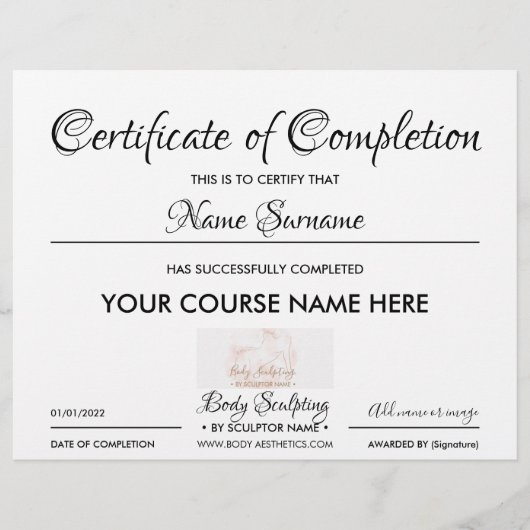 現代ビジネスコース修了証明書 (正面)