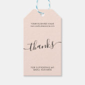 現代ピンクのブラックスクリプトビジネスありがとう ギフトタグ (正面)