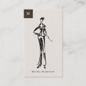 現代ファッションデザイナーモデルスケッチ 名刺 (正面)
