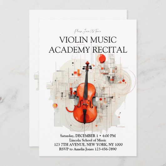 現代ヴァイオリン音楽アカデミー特別リサイタル 招待状 (正面/裏面)