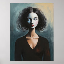 現代女性の肖像画ウォールアート ポスター