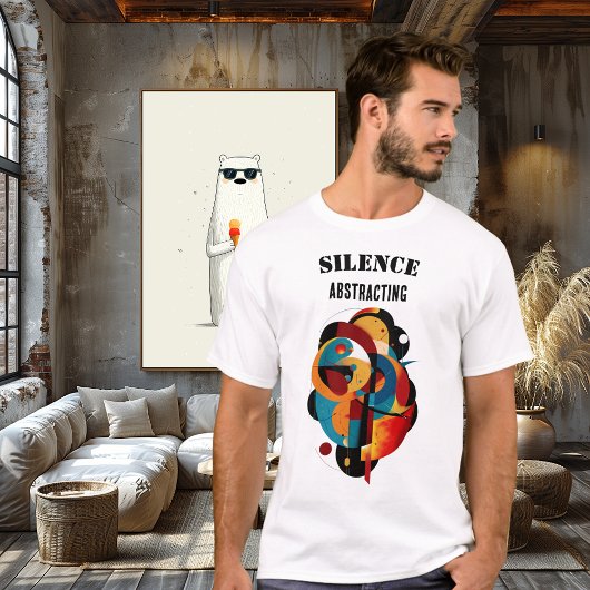 現代幾何学アート、思考者のためのミニマルアブストラクト Tシャツ