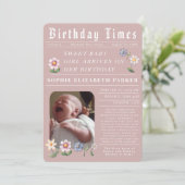 現代新聞風フラット 誕生発表カード 案内状 (スタンド正面)