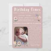 現代新聞風フラット 誕生発表カード 案内状 (正面)