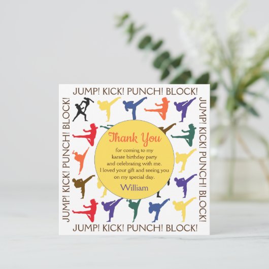 現代日本の空手少年 子供の誕生日 サンキューカード (スタンド正面)