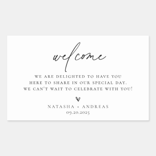 現代的でおしゃれなミニマルなウェルカムメッセージ 長方形シール (正面)