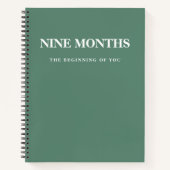 現代的でエレガントなミニマルなグリーンのプレママギフト ノートブック (正面)