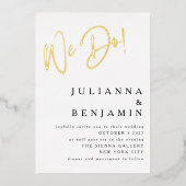 現代的でエレガントな結婚式の白金 箔招待状 (正面)