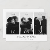現代的でシンプルなモノクロの結婚式写真 セーブザデート (正面/裏面)