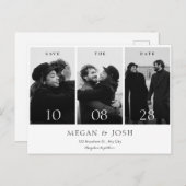 現代的でシンプルなモノクロの結婚式写真 案内ポストカード (正面/裏面)