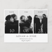 現代的でシンプルなモノクロの結婚式写真 案内ポストカード (正面)