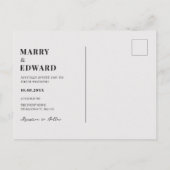 現代的でシンプルな写真結婚式 案内ポストカード (裏面)