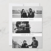 現代的でシンプルな結婚式の写真の美しい瞬間 セーブザデート (正面)