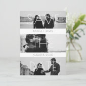 現代的でシンプルな結婚式の写真の美しい瞬間 セーブザデート (スタンド正面)