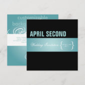 現代的で上品なターコイズ + ブラック 招待状 (正面/裏面)