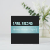 現代的で上品なターコイズ + ブラック 招待状 (スタンド正面)