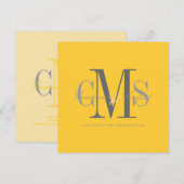 現代的で上品な黄色と灰色 招待状 (正面/裏面)