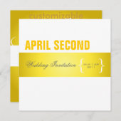 現代的で上品な黄色と白色 招待状 (正面/裏面)