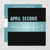 現代的で上品な/ターコイズ+ブラック 招待状 (正面/裏面)