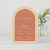 現代的で性別を問わないテラコッタアーチの確認招待状 招待状 (スタンド正面)