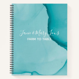 現代的なアルコールインクブルーデザインの料理レシピ帳 ノートブック