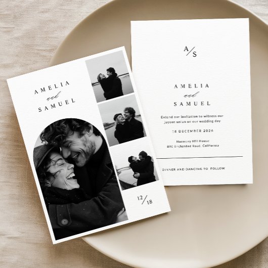 現代的なエレガントな写真コラージュ 招待状