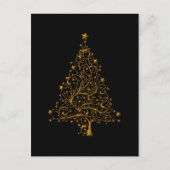 現代的なクリスマスのゴールドツリー シーズンポストカード (正面)