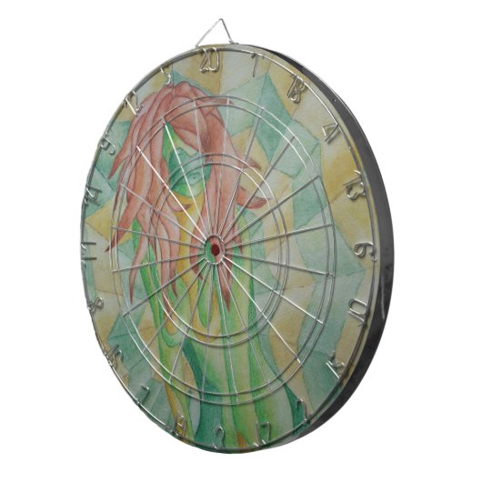 現代的なグリーンレディのアブストラタクトアート写真 ダーツボード (正面右)