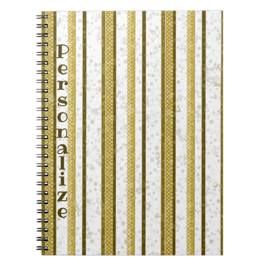 現代的なゴールドブラウンのストライプがユニークで個性的です ノートブック (正面)