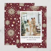 現代的なシンプルなデザインのハッピー家族ホリデー写真カード シーズンカード (正面/裏面)