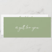 現代的なセージグリーンのモダンギフト券 (正面/裏面)