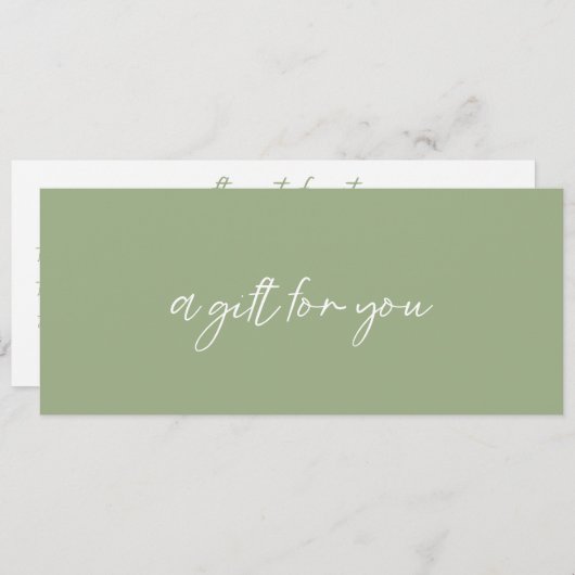 現代的なセージグリーンのモダンギフト券 (正面/裏面)