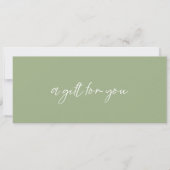 現代的なセージグリーンのモダンギフト券 (正面)