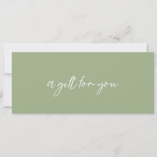 現代的なセージグリーンのモダンギフト券 (正面)