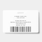 現代的なテンプレートの従業員写真ロゴ名前ナースID バッジ (裏面)