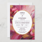 現代的なフューシャエレガンスの誓約式 招待状 (正面)