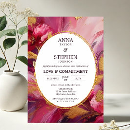 現代的なフューシャエレガンスの誓約式 招待状