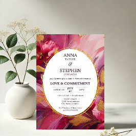 現代的なフューシャエレガンスの誓約式 招待状