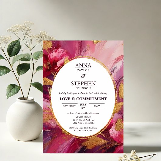 現代的なフューシャエレガンスの誓約式 招待状