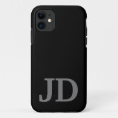 現代的なブラックモノグラム名前をカスタマイズ Case-Mate iPhoneケース (裏面)