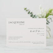 現代的なベージュのQRコード付き ブライダルシャワー 招待状 (スタンド正面)