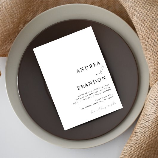 現代的なホワイトQRコードオールインワン結婚式 招待状