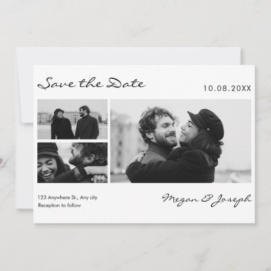 現代的なミニマルでシンプルな結婚式の写真 セーブザデート (正面)