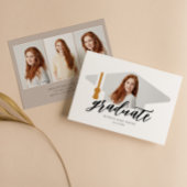 現代的なミニマルな卒業帽のデザイン - 4枚の写真を縦に配置 招待状