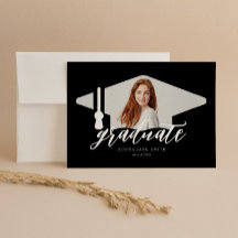 現代的なミニマルな卒業帽のデザイン - 4枚の写真を縦に配置