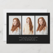 現代的なミニマルな卒業帽のデザイン - 4枚の写真を縦に配置 招待状 (裏面)